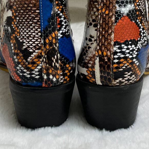 Chase & Chole Lolo Women's Wester Ankle Boots, 2" heel, Snakeskin Design Size 11 - Picture 8 of 11